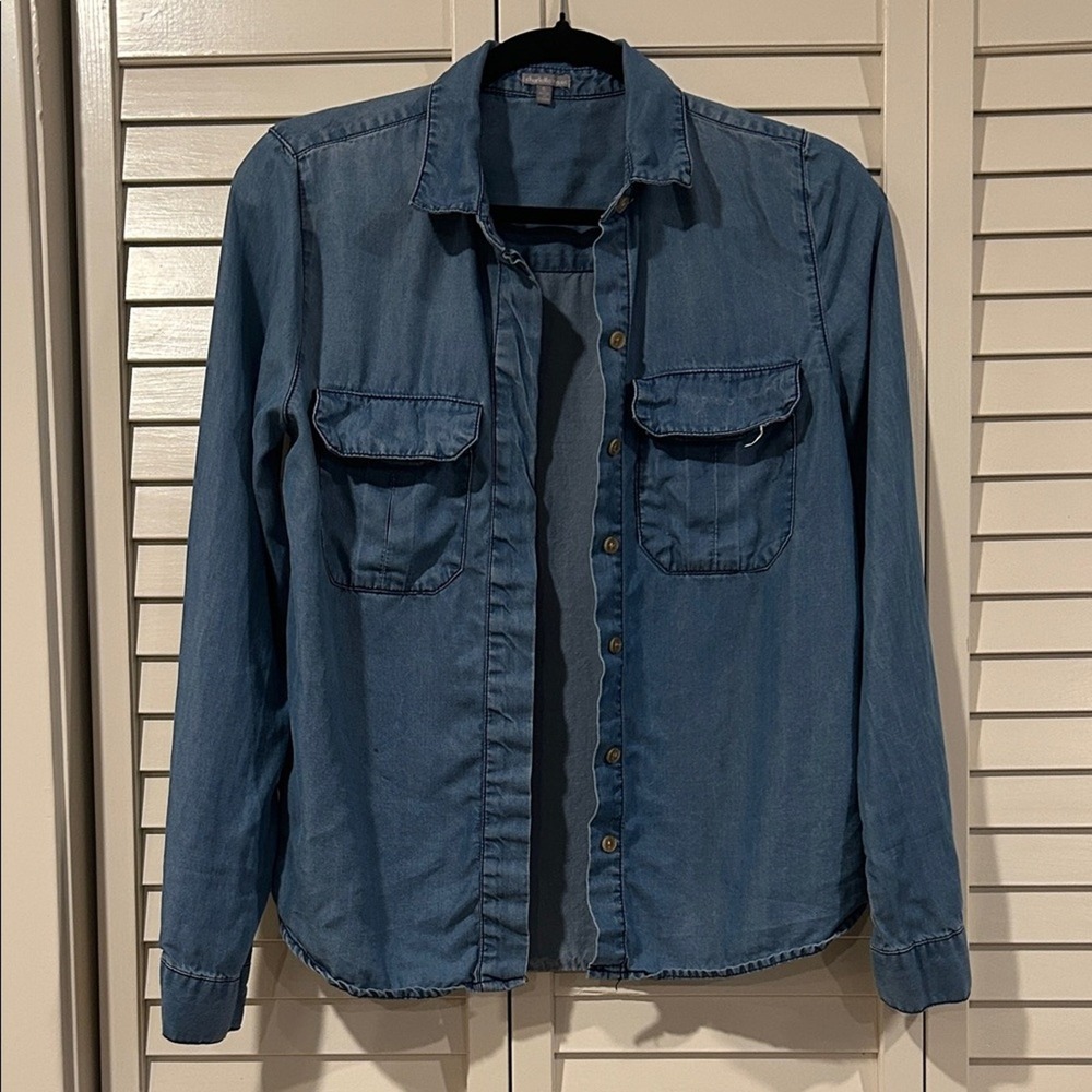 Charlotte Russe Blue Button Down Jean Shirt Size S